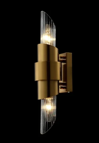 Бра JUSTO AP2 BRASS Crystal Lux прозрачный на 2 лампы, основание бронзовое в стиле современный  фото 4
